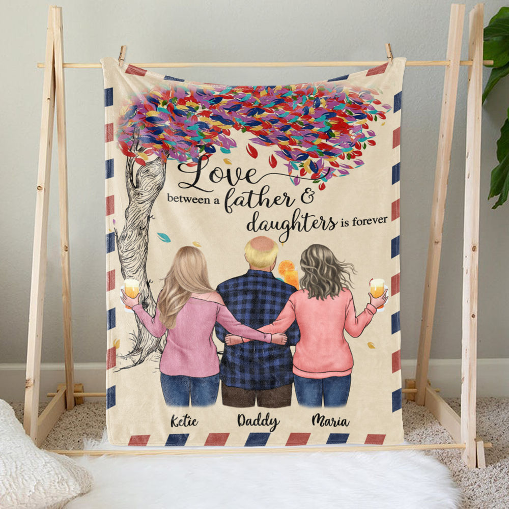 Family - Love between a Father and Daughters is forever | Personalized Blankets_2