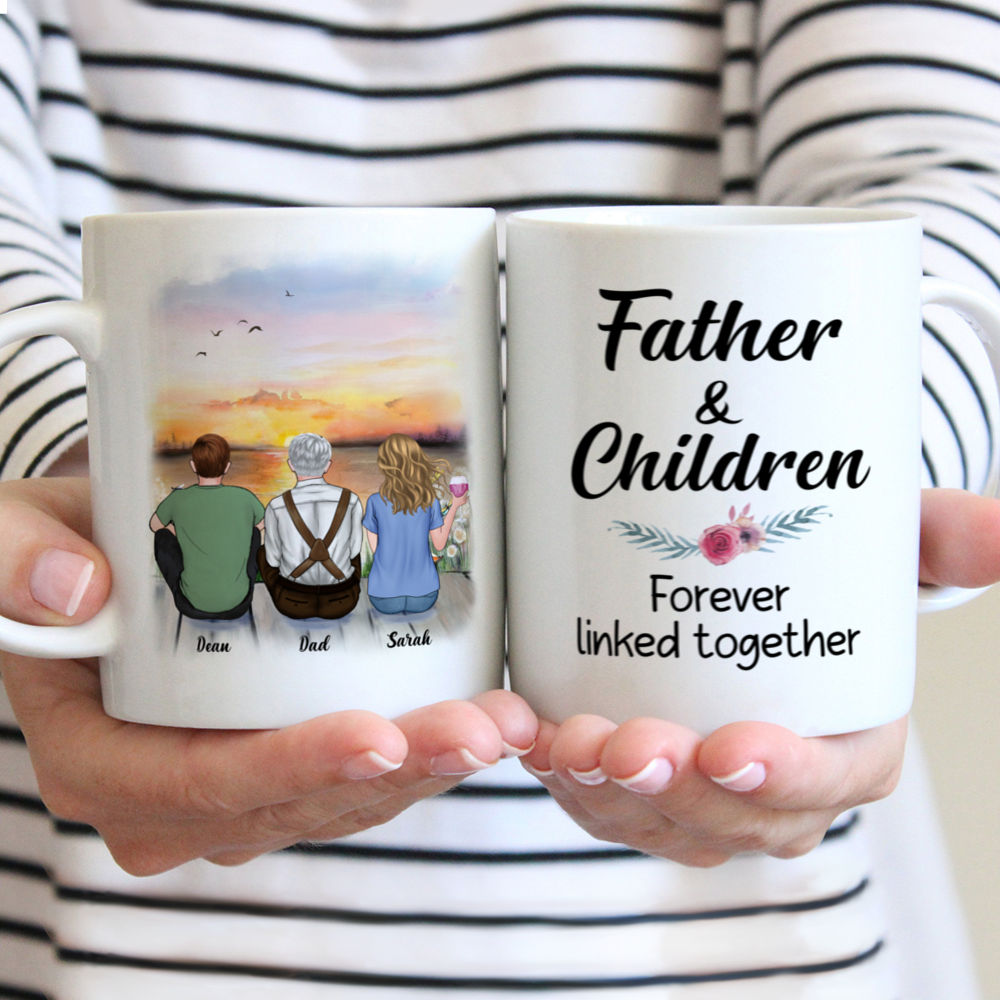 Personalized Mug - Father And Children Forever Linked Together | Gossby