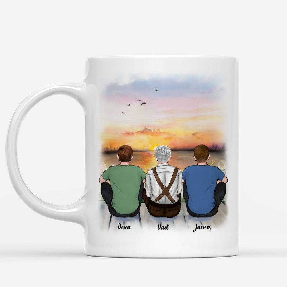 Personalized Dad Fishing with Kids Mug, Custom Dog and Family Mug