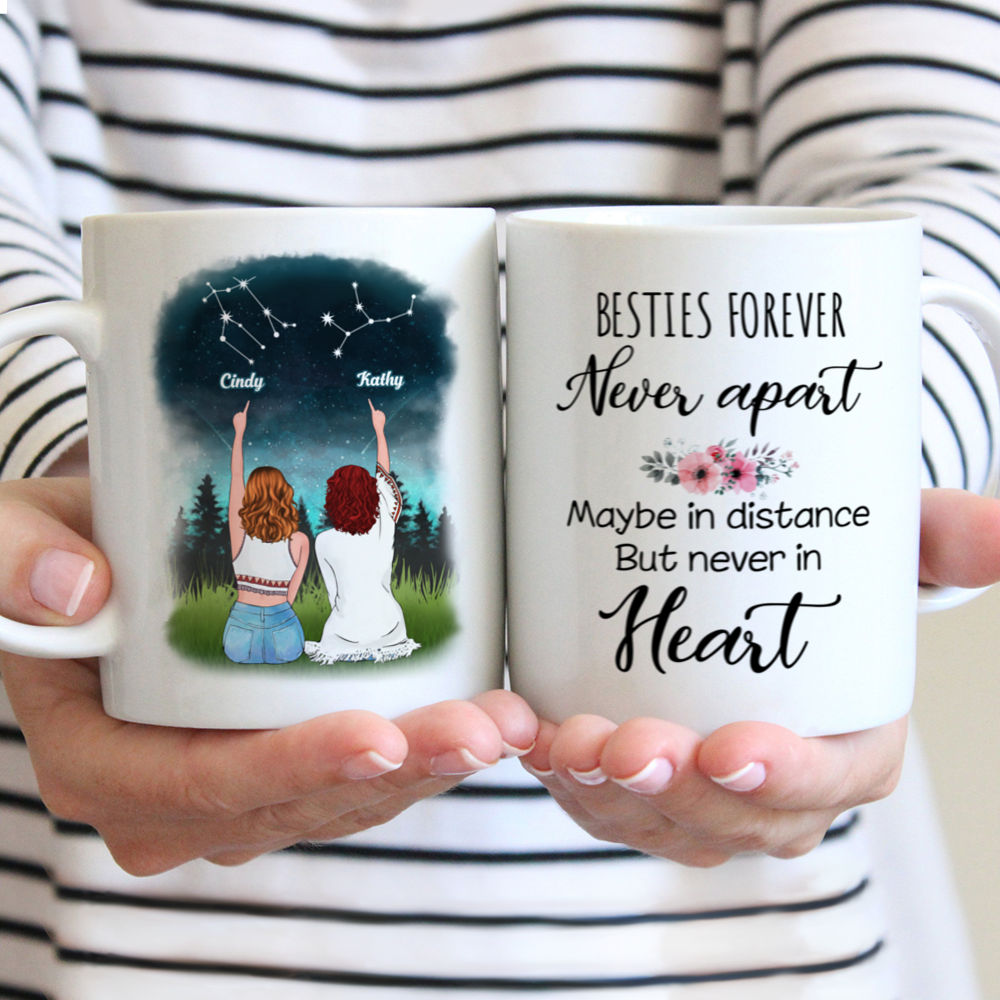 Personalized Mug - Horoscope Mug - Besties Forever, Never Apart Maybe in Distance But Never In Heart