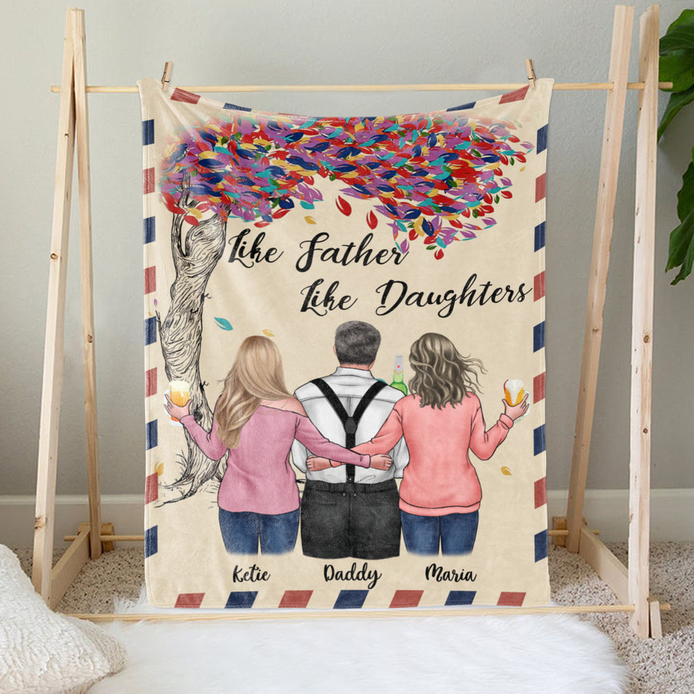 Family - Like Father Like Daughters - Personalized Blanket_2