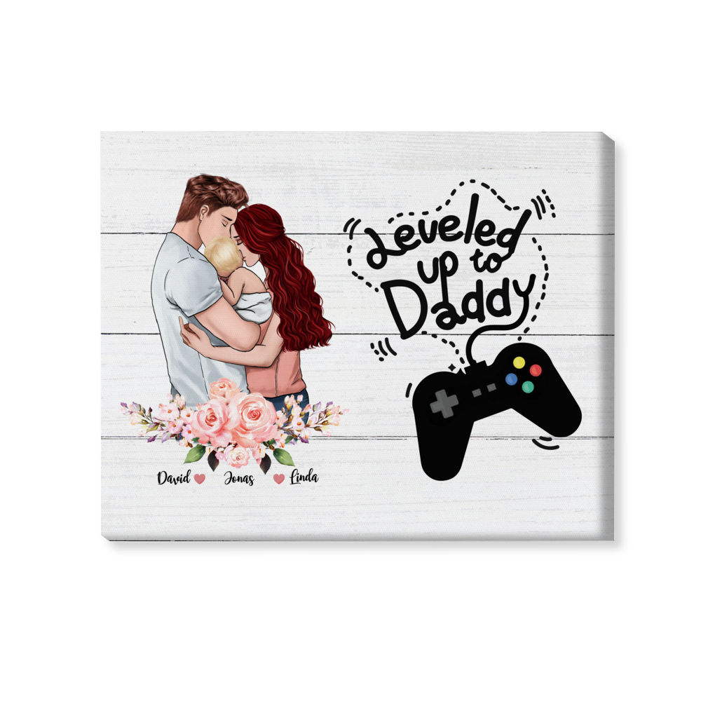 Personalized Wrapped Canvas - Family Canvas - Leveled up to Daddy