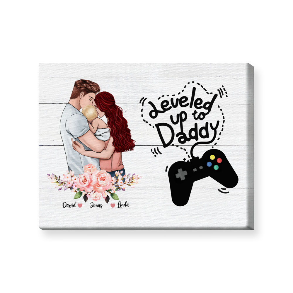 Leveled Up to Daddy Shirt Personalized – Personalized Drawing Gifts