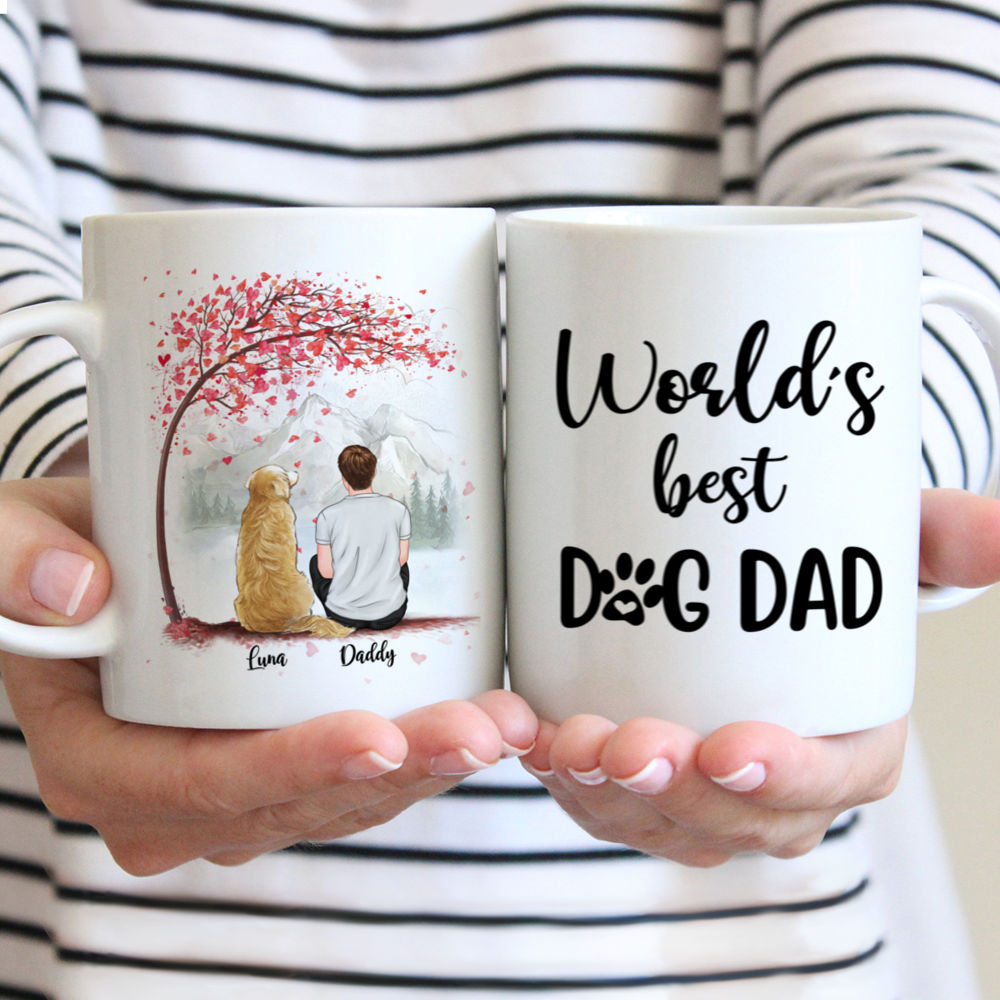 Personalized Mug - Man and Dogs - World's Best Dog Dad (Love Tree)
