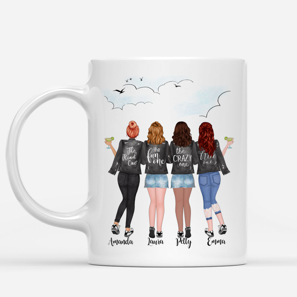 Personalized Mug - 4 Girls - There are friends, there is family. And then there are friends who become family  thank you for being unbiological sister!_1