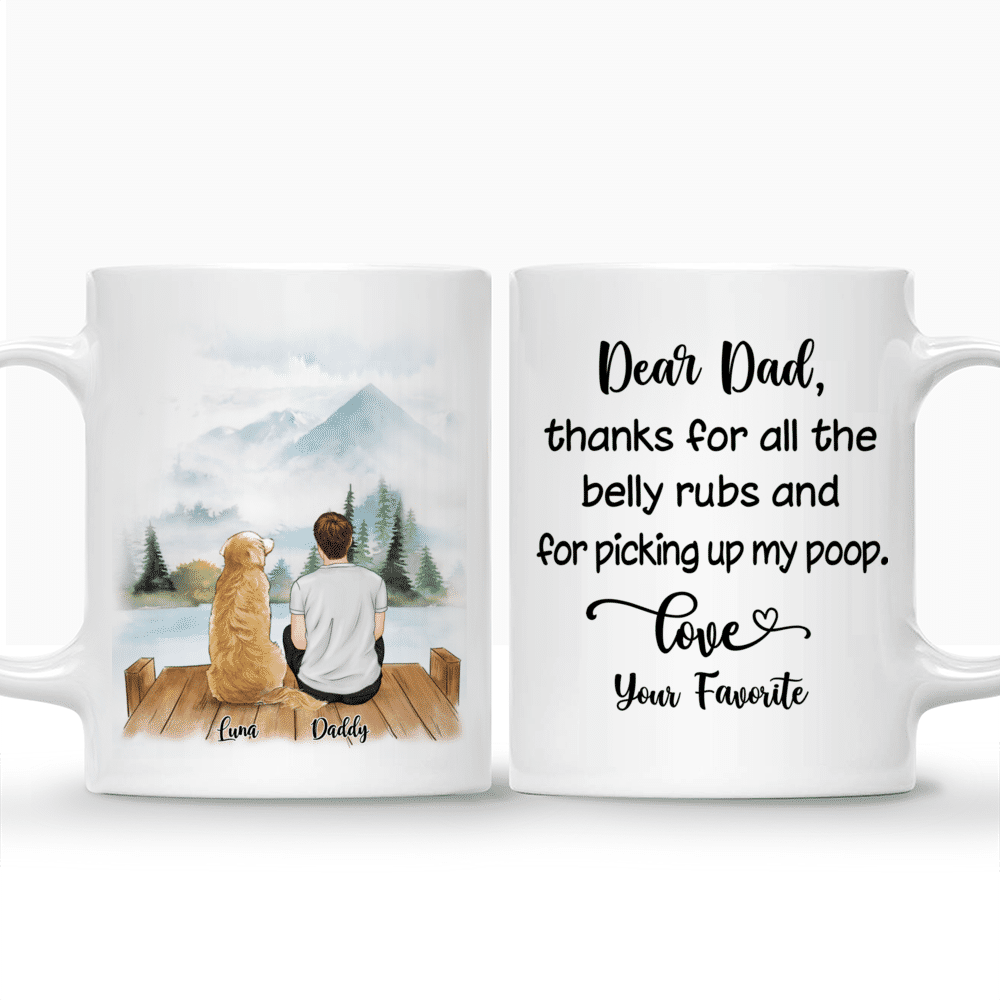 Man and Dogs - Dear dad thanks for all the belly rubs... | Personalized Mug_3