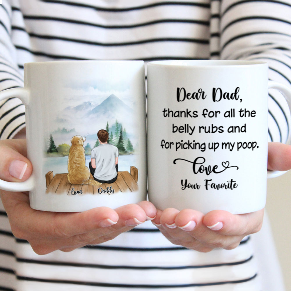 Man and Dogs - Dear dad thanks for all the belly rubs... | Personalized Mug