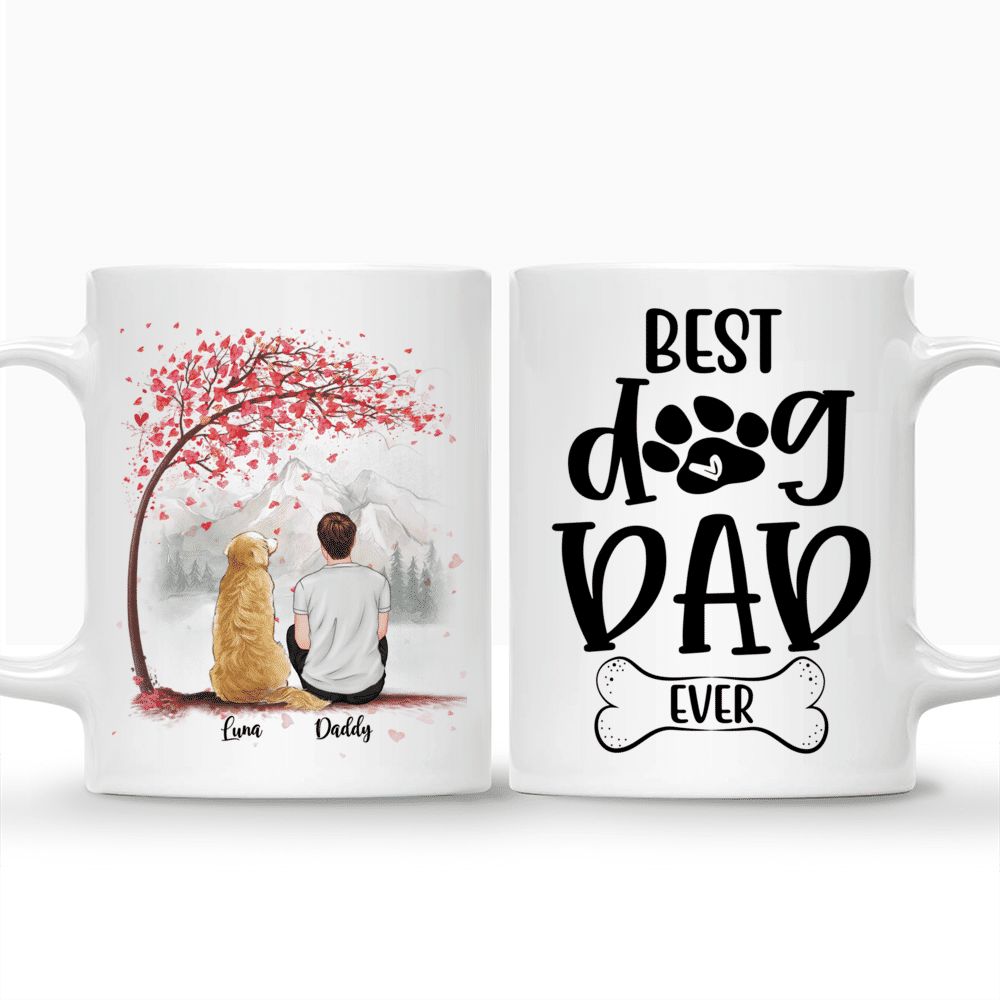 Man and Dogs - Best Dog Dad Ever (Love Tree) - Personalized Mug_3