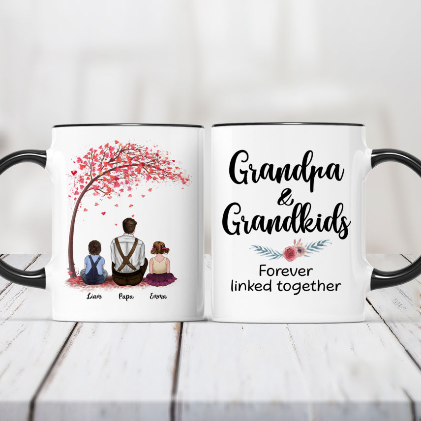 Personalized Mug - Grandpa & Grandkids - Grandpa & Grandkids Forever Linked Together