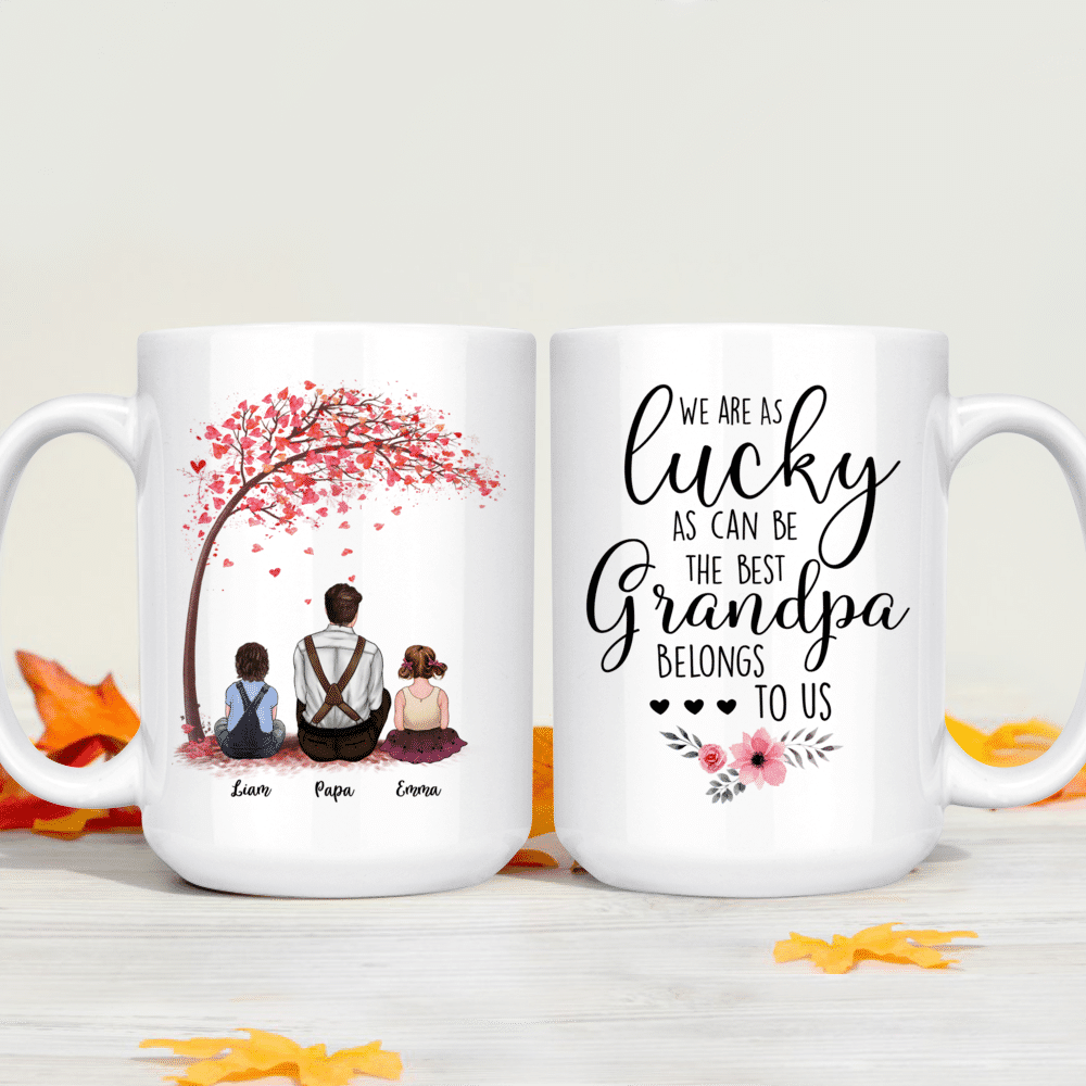 Personalized Mug - Grandpa & Grandkids - We Are As Lucky As Can Be