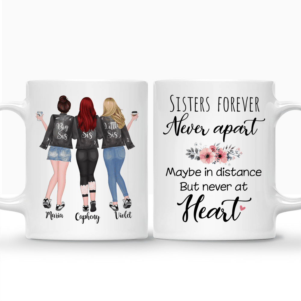 Personalized 3 Sisters Coffee Mugs - Sisters Forever, Never Apart_3