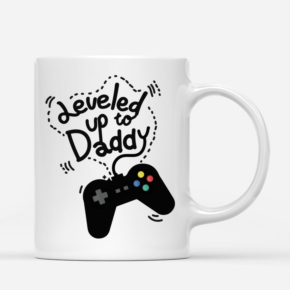 1st Father's Day - Leveled Up To Daddy | Personalized Mugs | Gossby_3