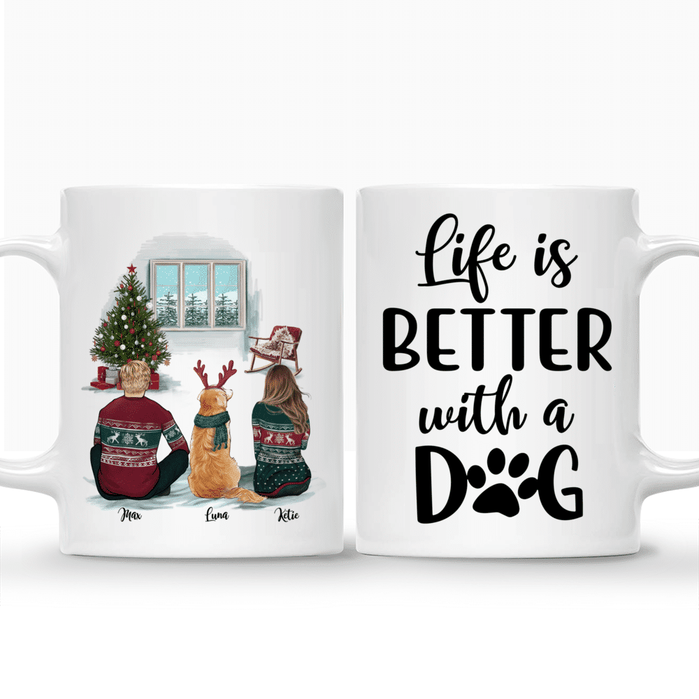 Personalized Mug -  Couple Christmas - Life Is Better With Dogs_3