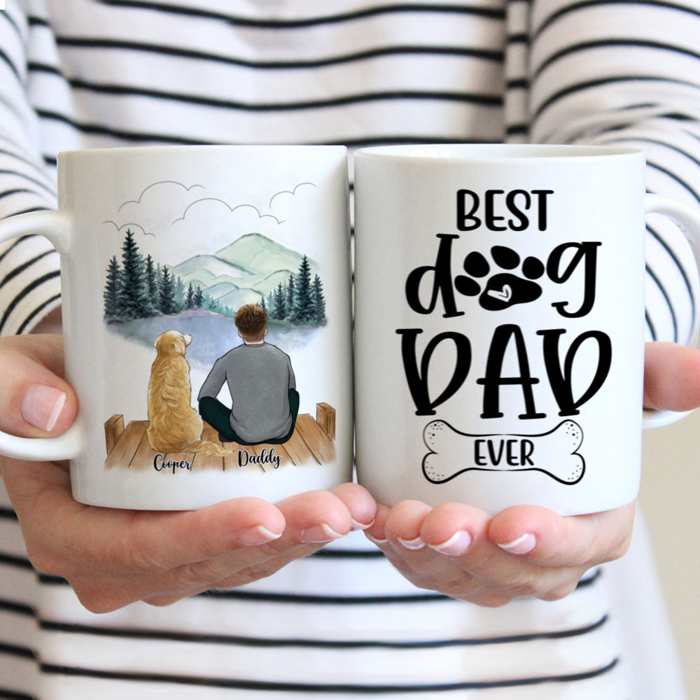 Man and Dogs - Best Dog Dad Ever (4638) | Personalized Mugs | Gossby