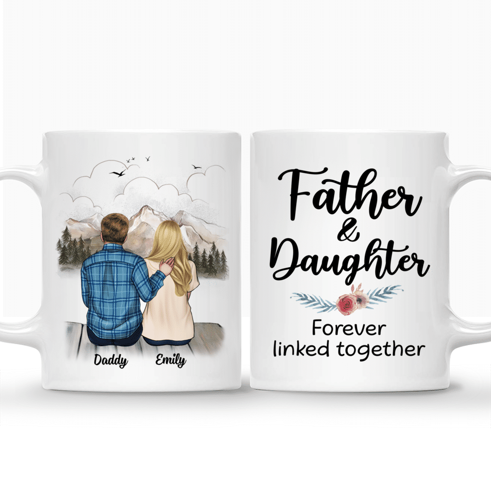 Personalized Mug - Father & Children (M) - Father & Daughter, Forever linked Together - 1D_3