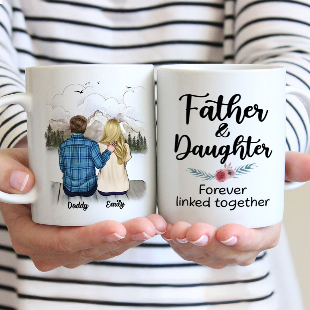 Personalized Mug - Father & Children (M) - Father & Daughter, Forever linked Together - 1D