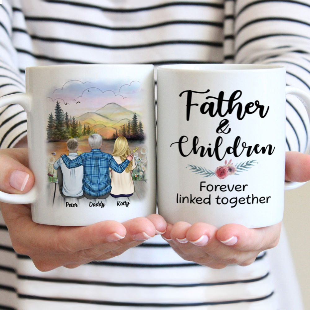 Personalized Mug - Father & Children (S) - Father & Children, Forever linked Together - 2D