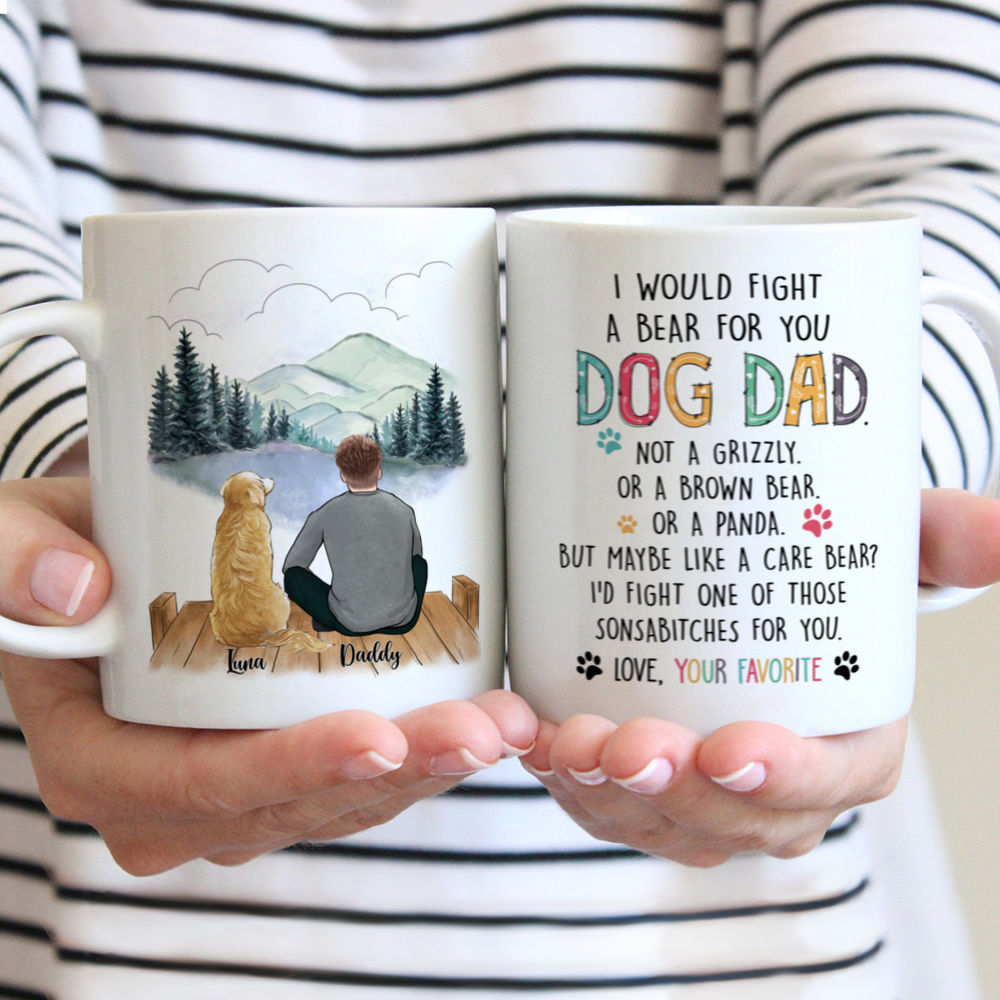 Personalized Mug - Man and Dogs - I Would Fight A Bear For You Dog Dad...(4638)