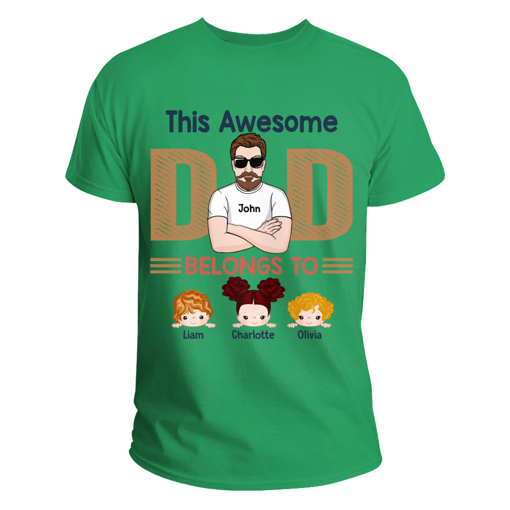 Personalized Family T-shirt: This Awesome Dad Belongs To - Ver 2_2