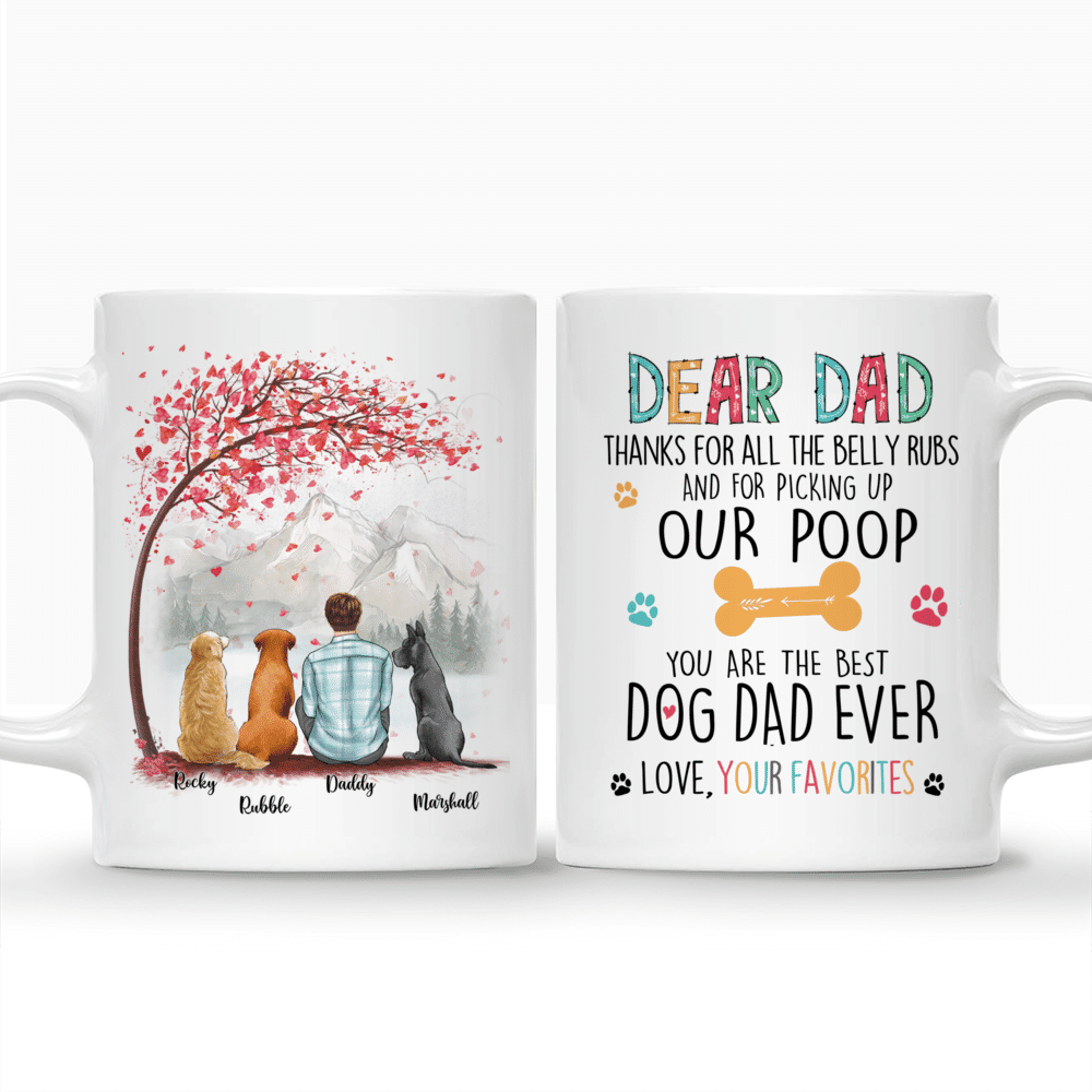 Personalized Mug - Man and Dogs - Dear Dad, thanks for all the belly rubs and for picking up our poop - Mug 3D Ver 1_3