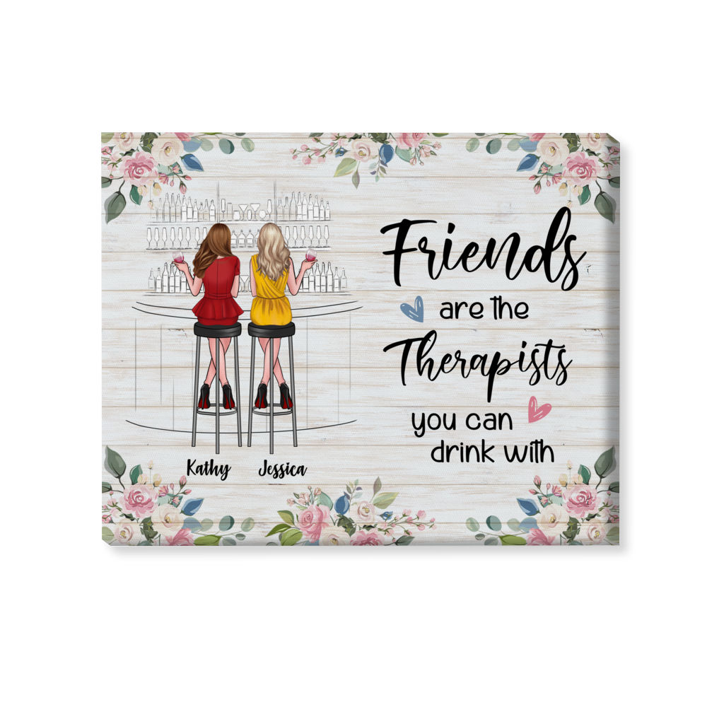 Personalized Wrapped Canvas - Friends Are The Therapists You Can Drink With