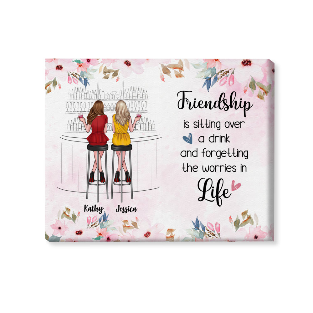 Personalized Wrapped Canvas - Pinky Drink Team - Friendship is Sitting Over A Drink And Forgetting The Worries in Life_1