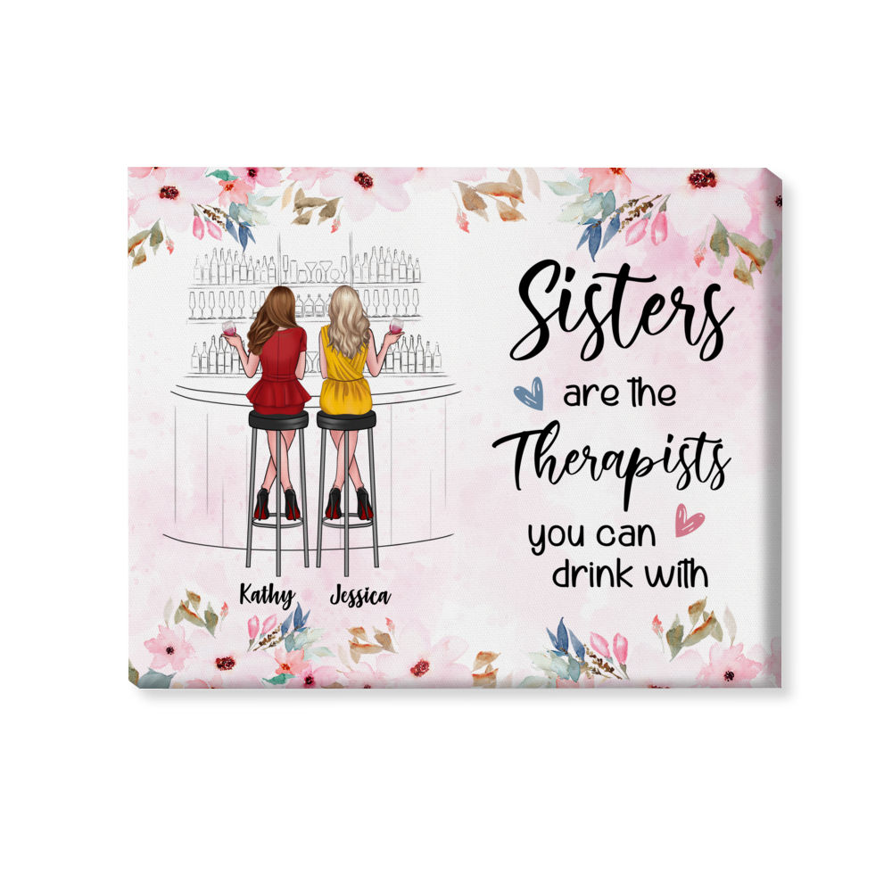 Personalized Wrapped Canvas - Pinky Drink Team - Sisters Are The Therapists You Can Drink With_1