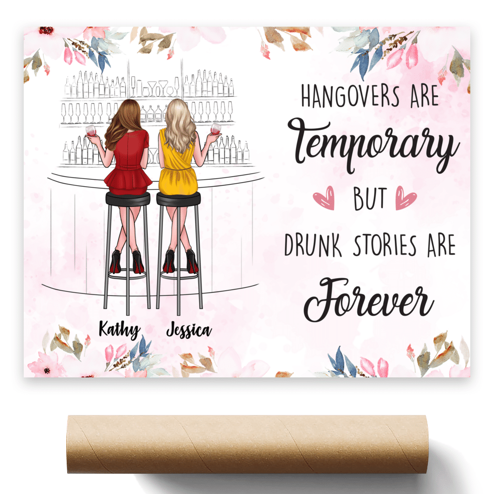 Personalized Poster - Pinky Drink Team Lanscape - Hangovers Are Temporary But Drunk Stories Are Forever_1