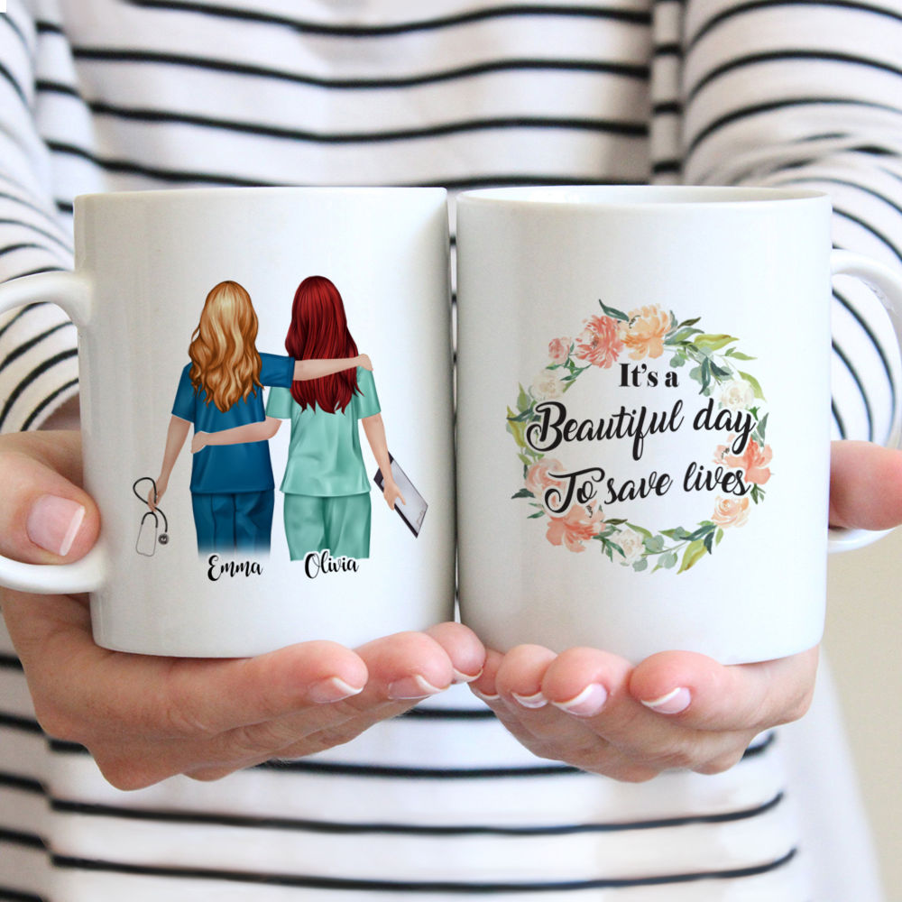 Personalized Mug for Nurses - It's a Beautiful Day To Save Lives