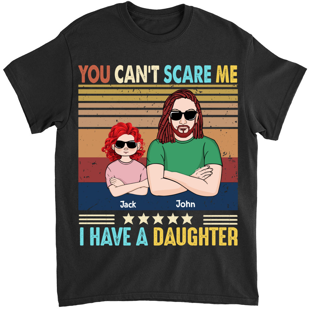 Personalized Shirt - (Up to 6 children) Father & Children - You Can't Scare Me - I Have Four Children (B)_3