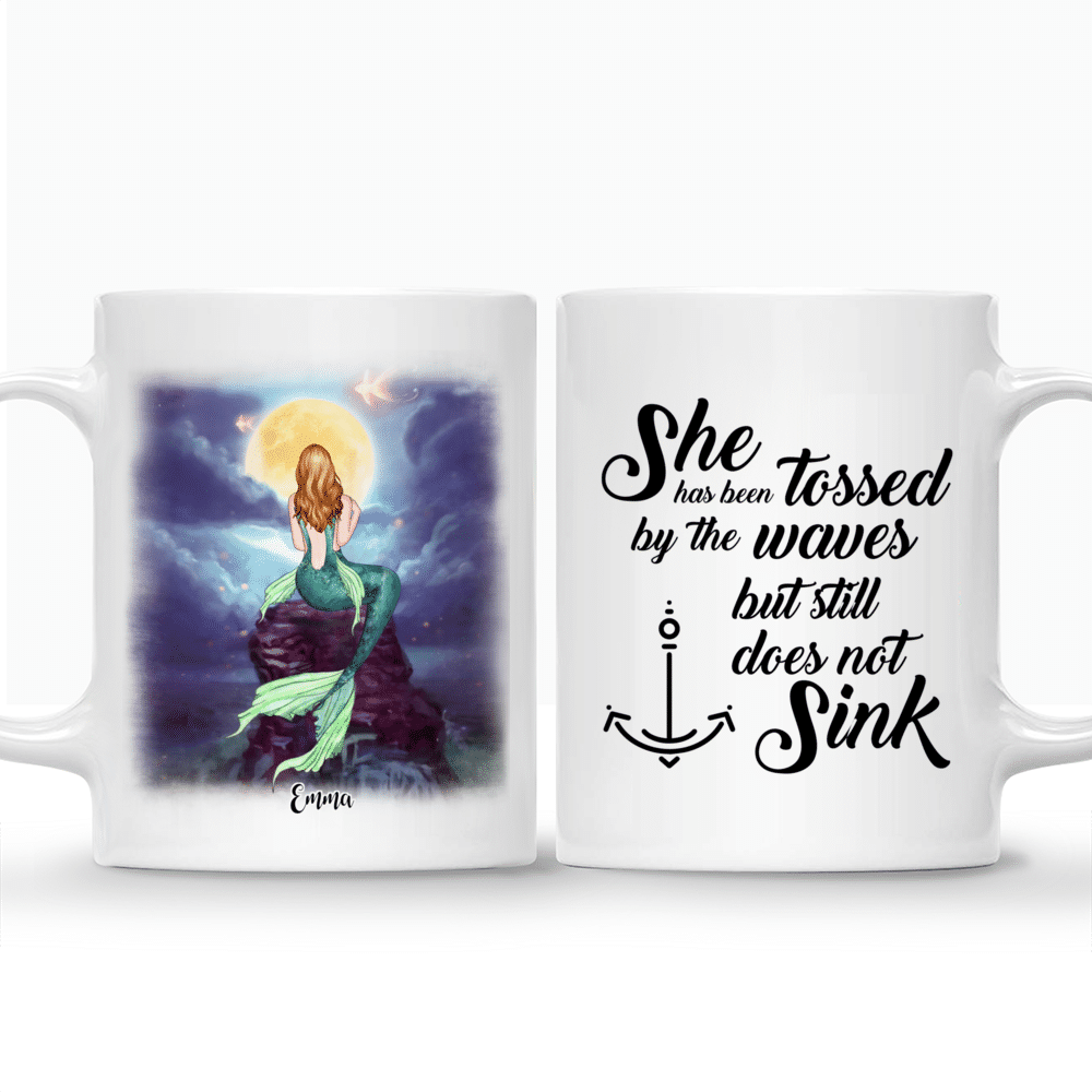 Personalized Mug - Mermaid Girl - She Has Been Tossed By The Waves But Does Not Sink_3