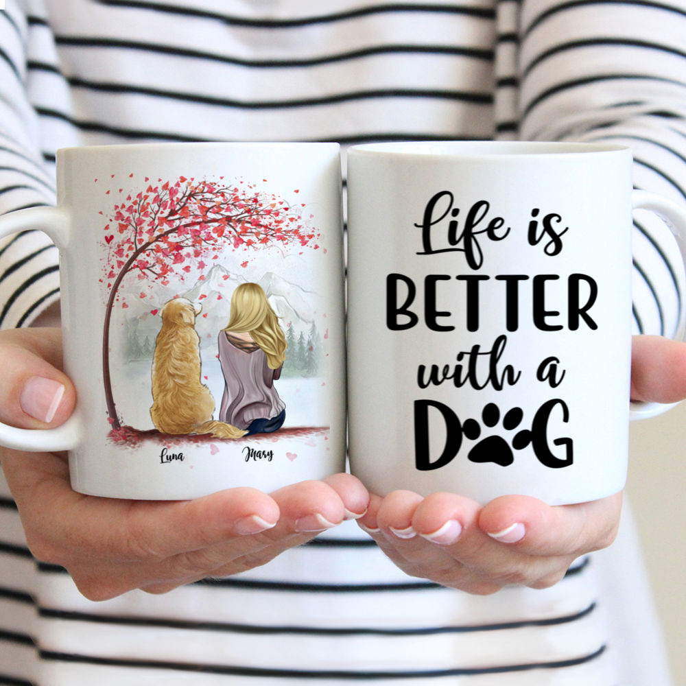 Personalized Mug - Girl and Dogs - Life Is Better With Dogs - Love (N)