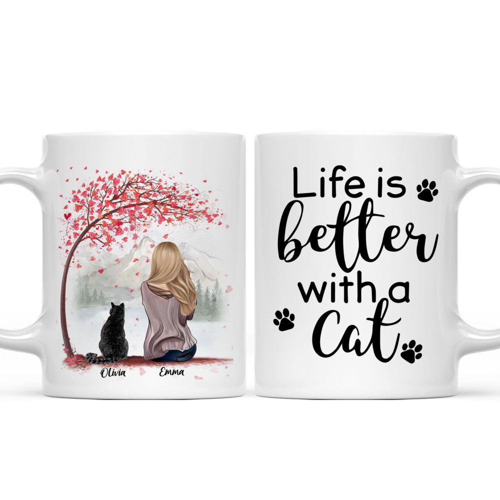 Personalized Mug - Girl and Cats - Life Is Better With Cats - Love (N)_3