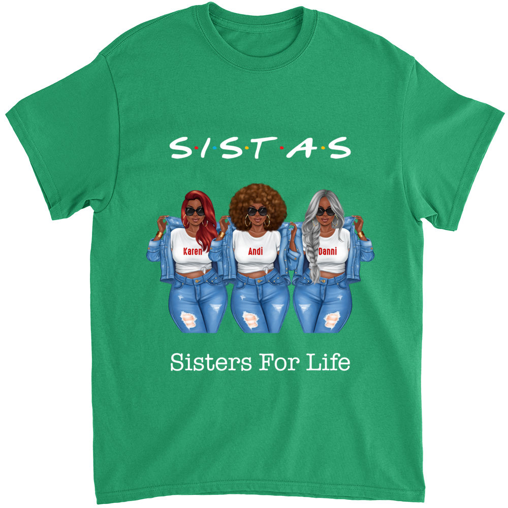 African Friends - Sistas Sisters For Life (black) | Personalized T-Shirt_2