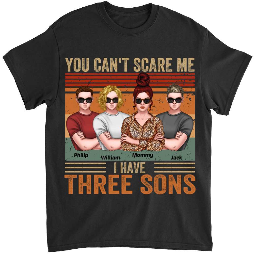 Family - You Can't Scare Me I Have Three Sons (Black) | Personalized T-shirt_2