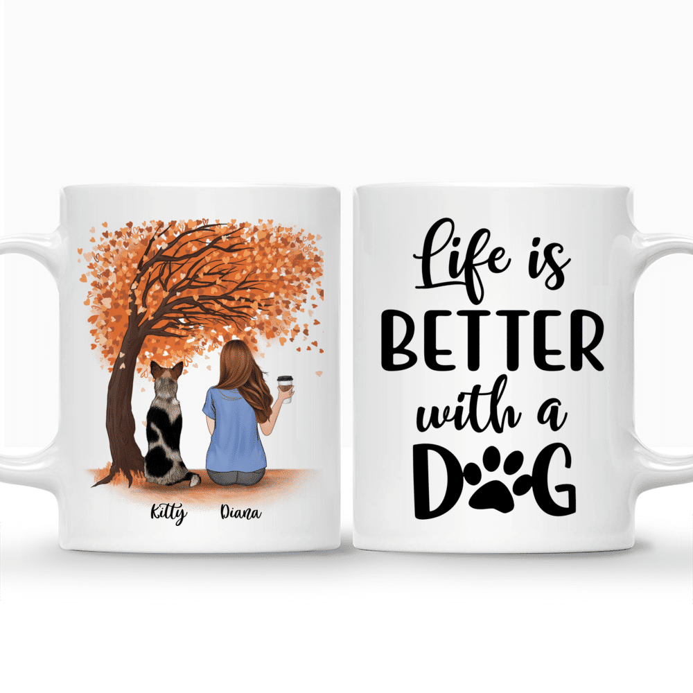 Personalized Mug - Girl and Dogs - Life is better with a dog (O)_3