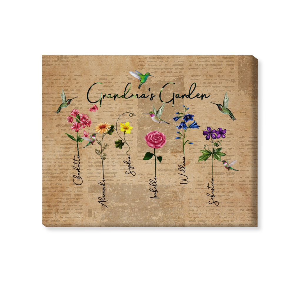 Family - Grandmas Garden - Personalized Wrapped Canvas_1