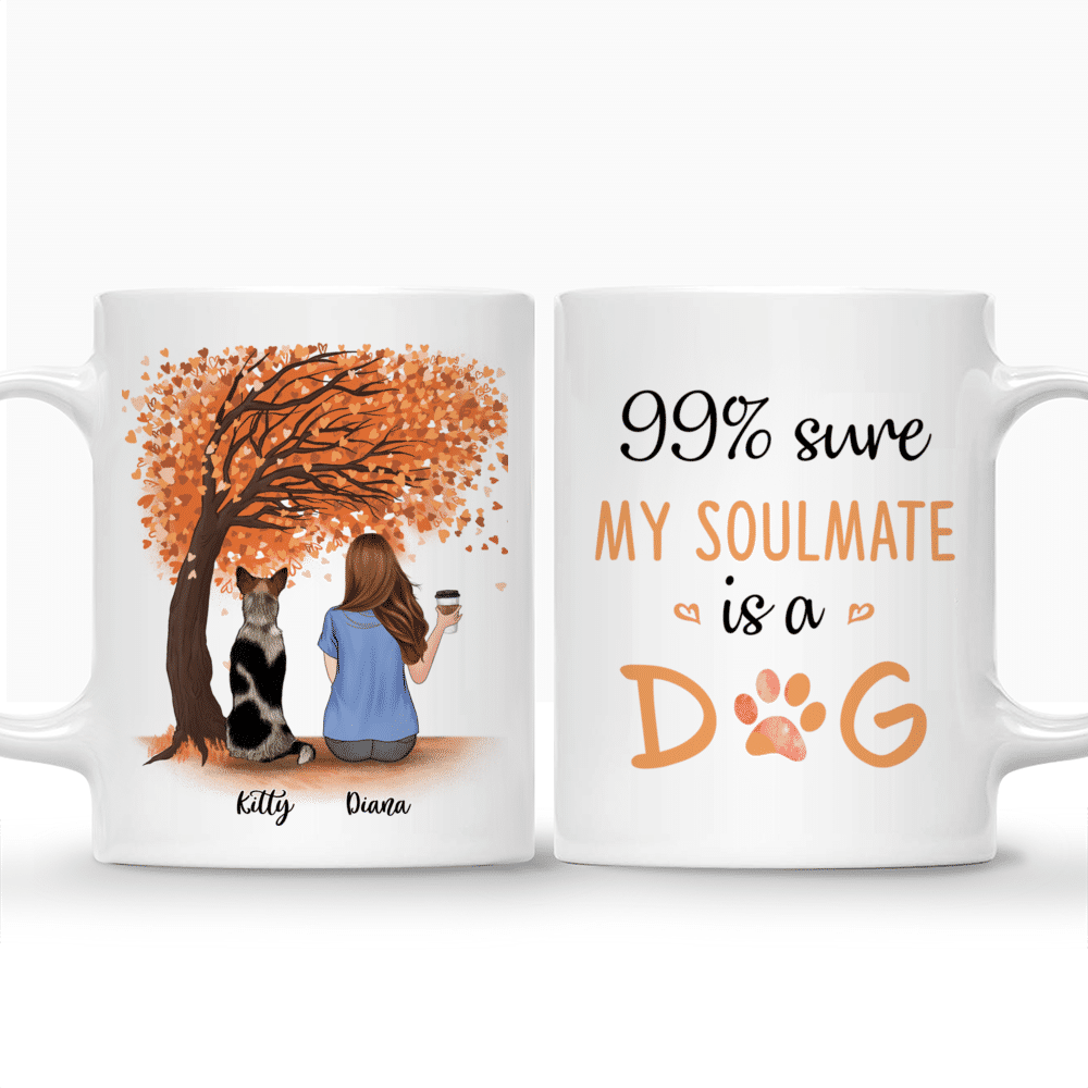 Personalized Mug - Girl and Dogs - 99% sure my soulmate is a dog (O)_3