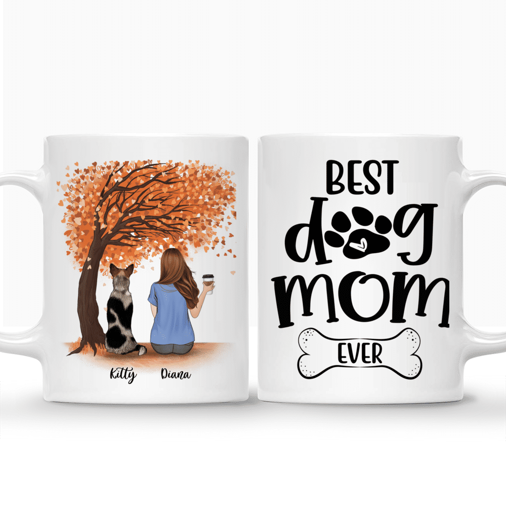 Girl and Dogs - Best dog mom ever (O) - Personalized Mug_3