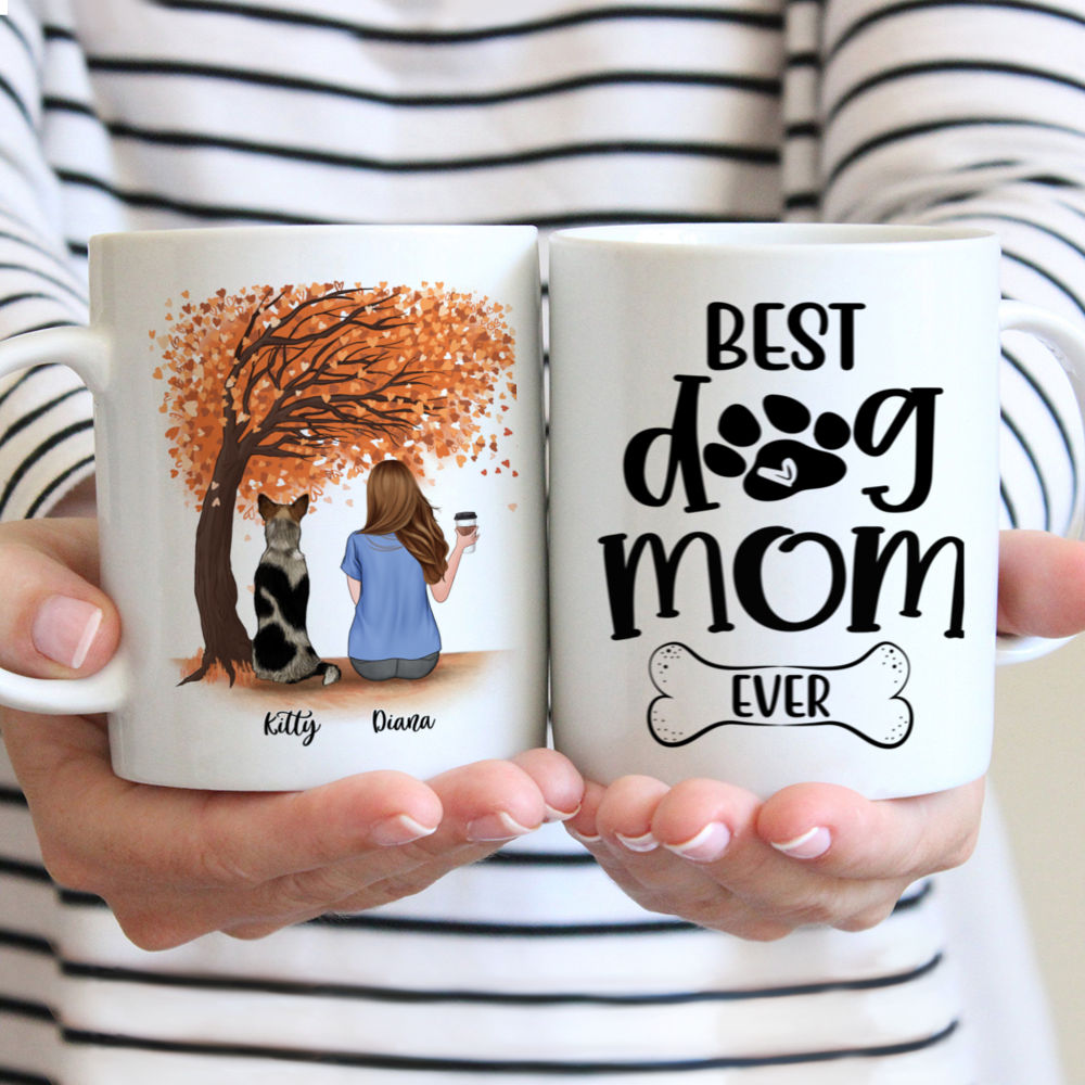 Girl and Dogs - Best dog mom ever (O) - Personalized Mug