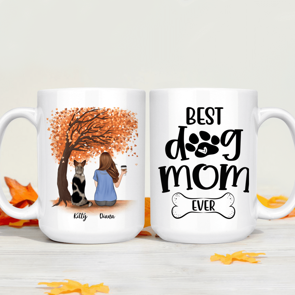 Personalized Mug - Girl and Dogs - Best dog mom ever (O)