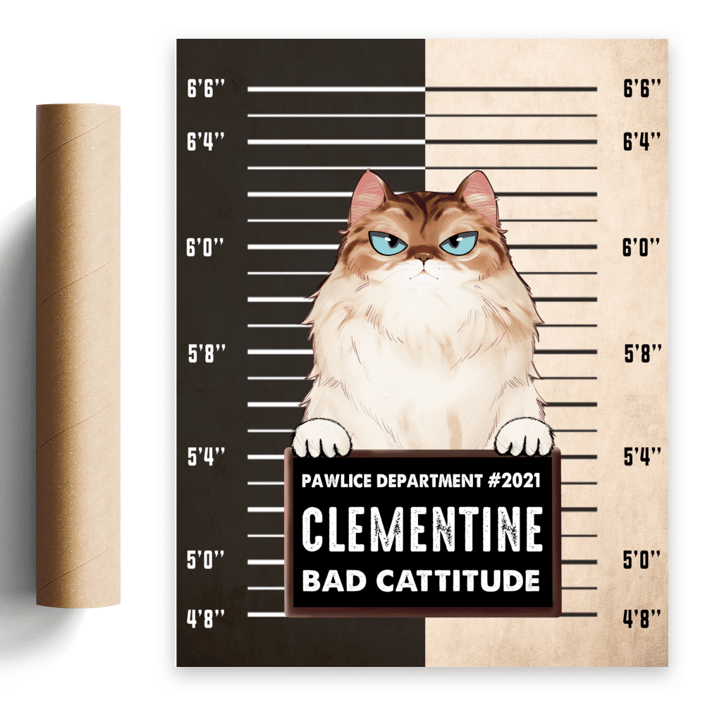 Pawlice Cat - Bad Cattitude - Personalized Poster_4