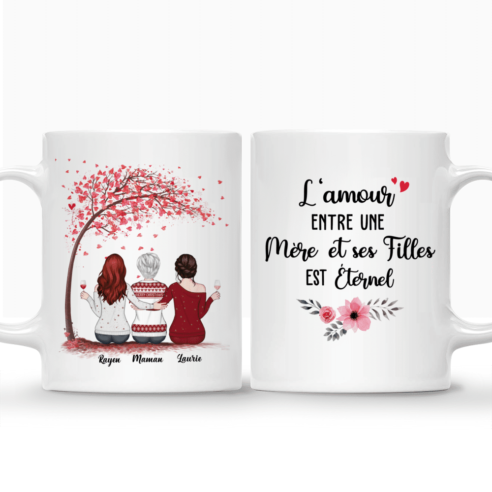 Personalized Mug - Mère & Filles - L'amour entre une mère et ses filles est éternel (French) - Cadeaux Fete Des Meres_3