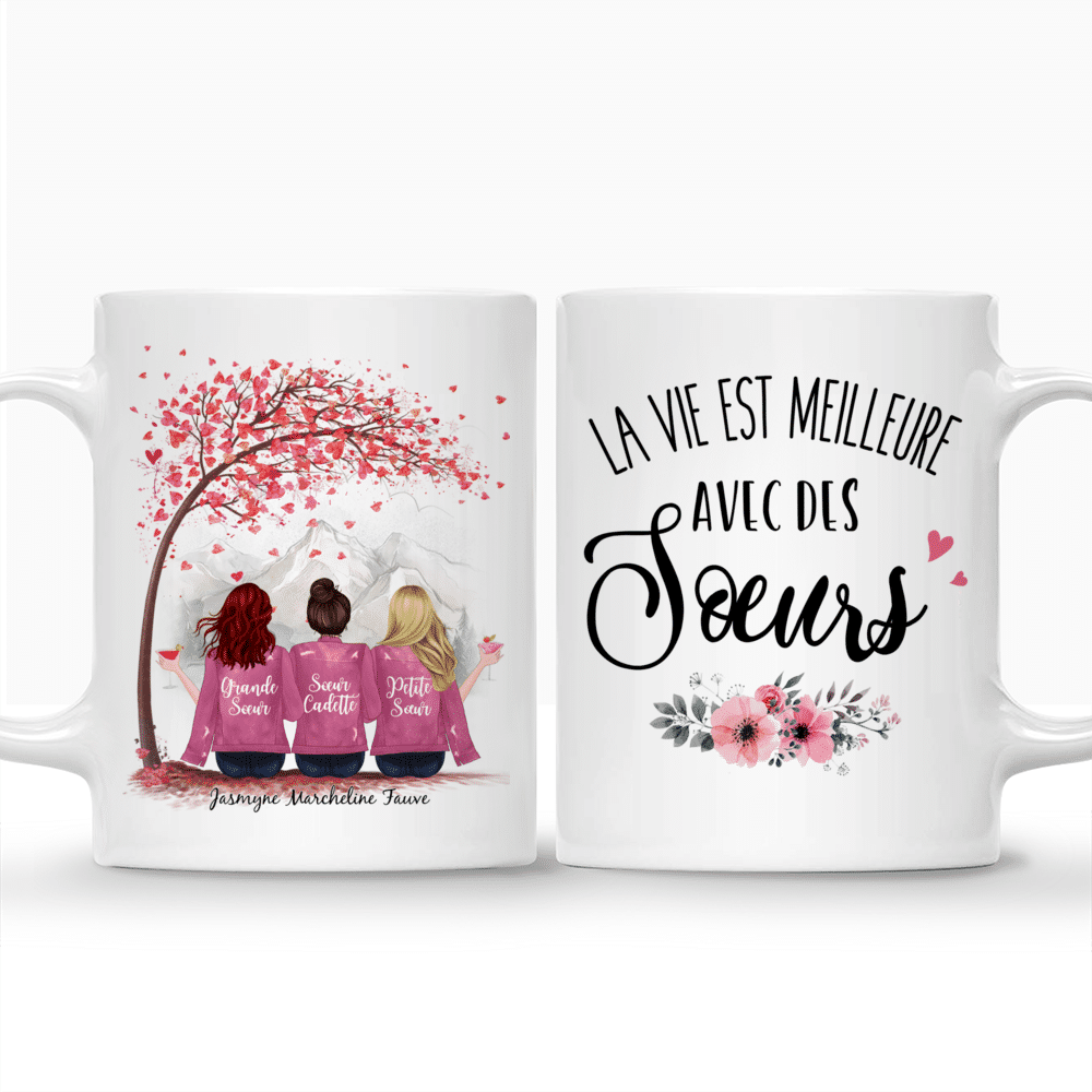 Jusqu'à 6 Sœurs - La vie est meilleure avec des sœurs (French) - Personalized Mug_3