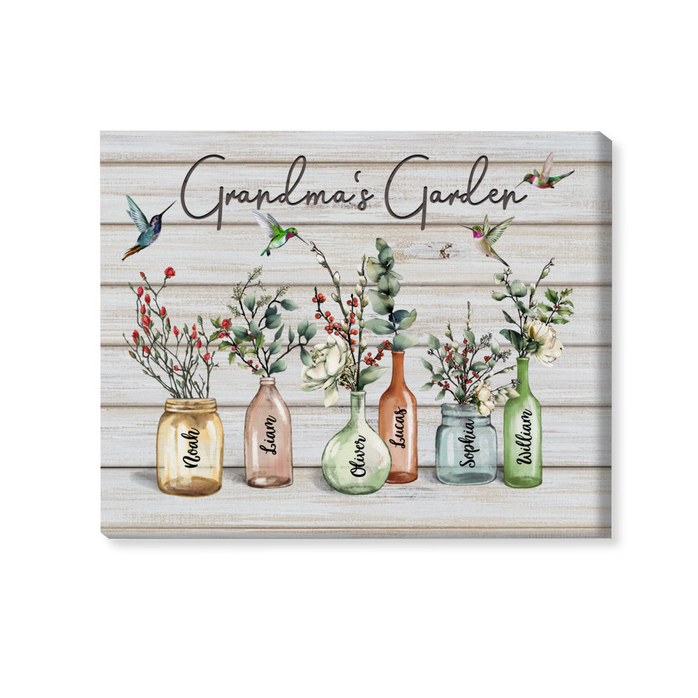 Family - Grandmas Garden Ver 2 - Mother's Day Gift For Grandma - Personalized Wrapped Canvas_3