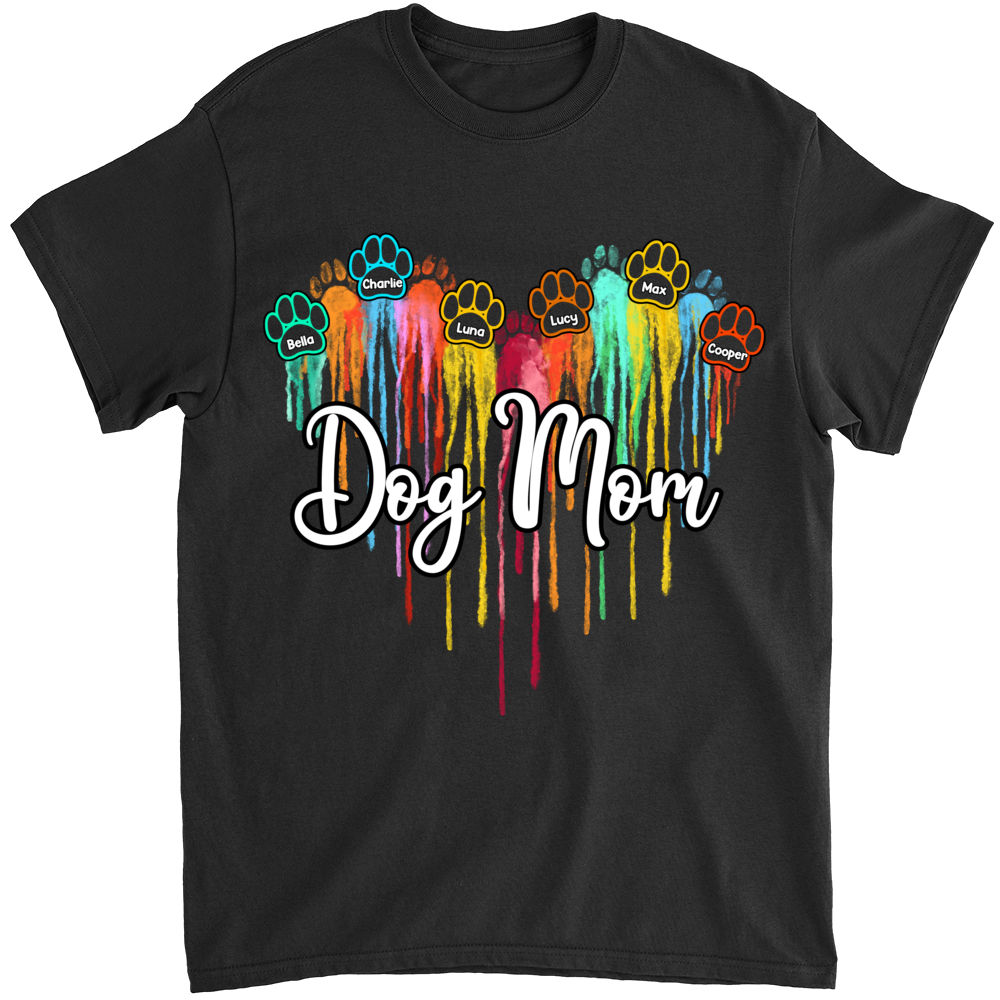 Personalized Shirt - Dog Lovers - Melting Colorful Heart - Fur mama - Mother's Day Gifts, Gifts For Mother, Birthday Gifts For Mom_2