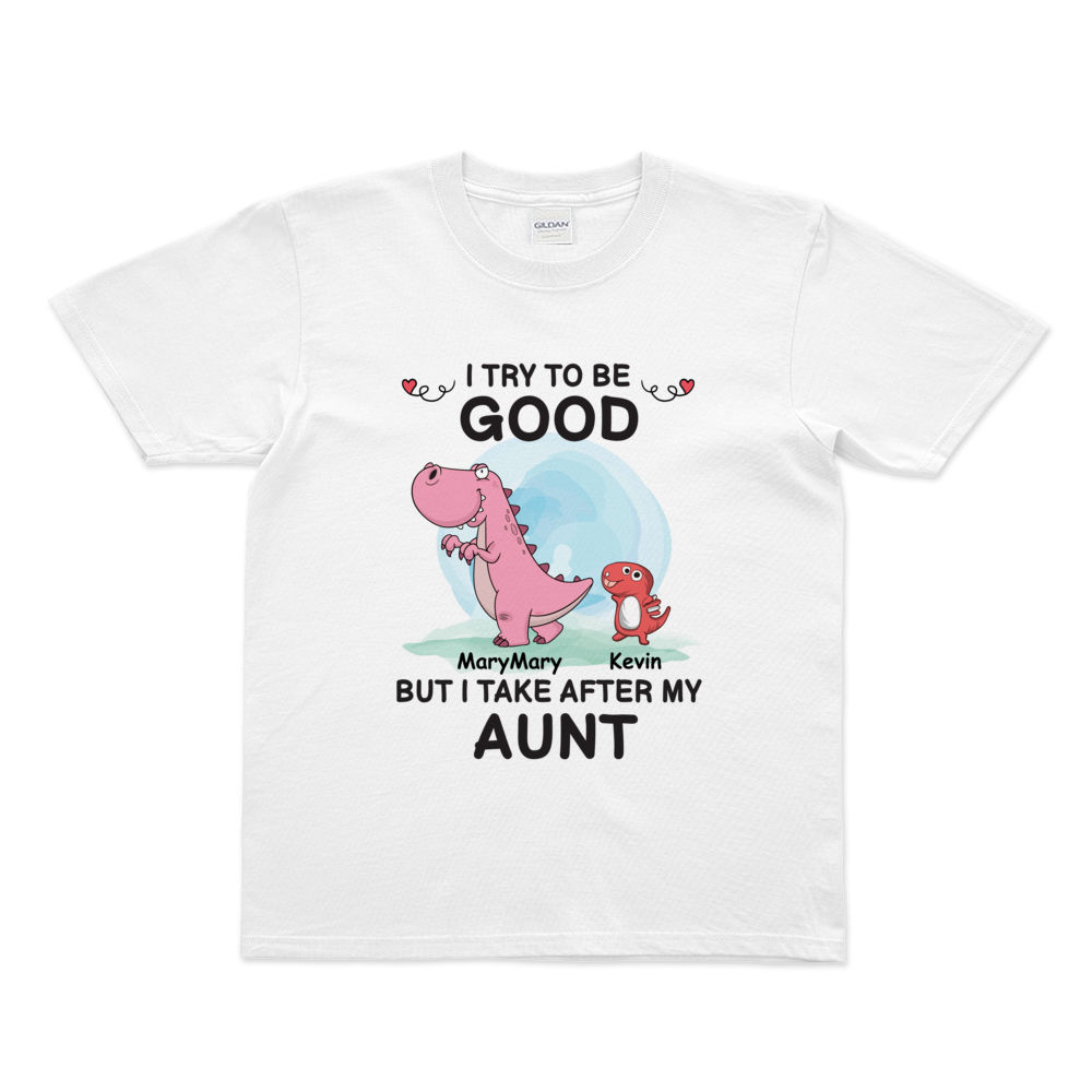 Gossby Personalized Youth Tee White Xs - Personalized - Youth T-Shirt - Aunt - I Try to Be Good But