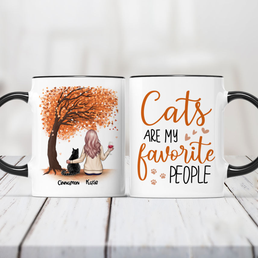 I Like Coffee, My Cat & 3 People, Monogram Mug