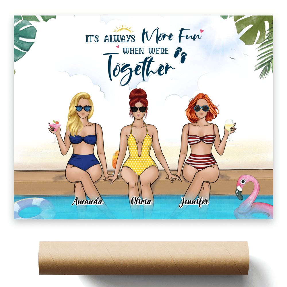 Personalized Poster - Pool Party Poster - It's Always More Fun When We're Together - Up to 4 Ladies_2