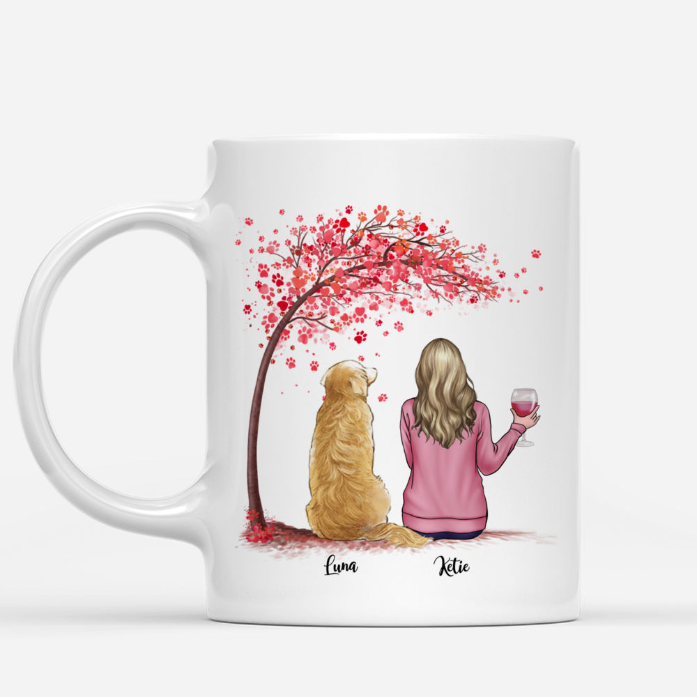 Personalized Girl and Dogs Mug - Life Is Better With A Dog (Paws)_2